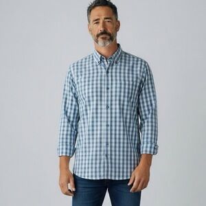 Tommy Bahama Blue Plaid Tencel Lyocell Shirt - Size Large